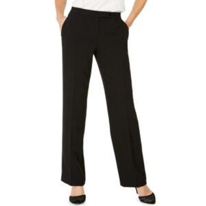 Kasper Tab Waist Straight Fit Modern Dress Pants Black Size 4